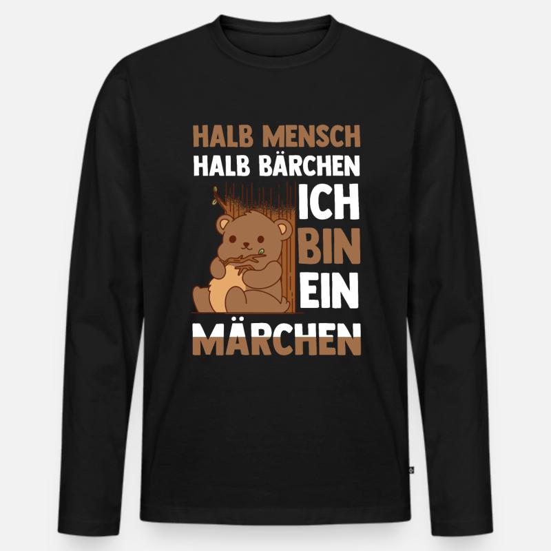 Half Human, Half Bear - Men's Premium Organic Long Sleeve Shirt - black
