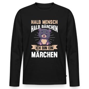 Mi-humain, mi-ours - T-shirt manches longues Premium bio Homme - noir - Devant - Nico (187cm)