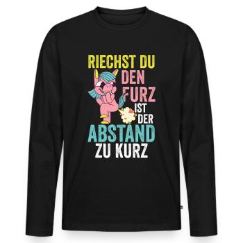 Riechst Du Den Furz Ist Der Abstand Zu Kurz - Männer Premium Bio Langarmshirt - Schwarz - Vorne - Nico (187cm)