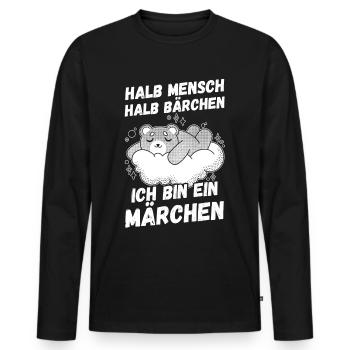 Mi-humain, mi-ours - T-shirt manches longues Premium bio Homme - noir - Devant - Nico (187cm)