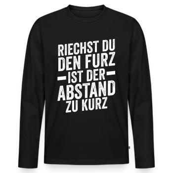 Riechst Du Den Furz Ist Der Abstand Zu Kurz - Männer Premium Bio Langarmshirt - Schwarz - Vorne - Nico (187cm)