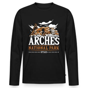 Arch Wilderness Wandern Arches National Park - Männer Premium Bio Langarmshirt - Schwarz - Vorne - Nico (187cm)