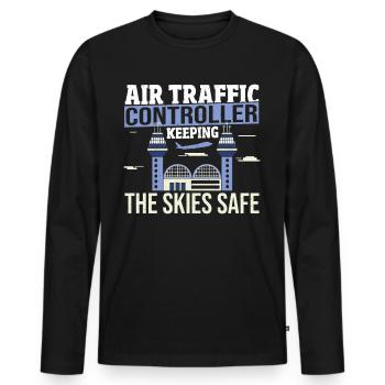 Radar Pilots Runway Air Traffic Controller - Men's Premium Organic Long Sleeve Shirt - black - Front - Nico (187cm)
