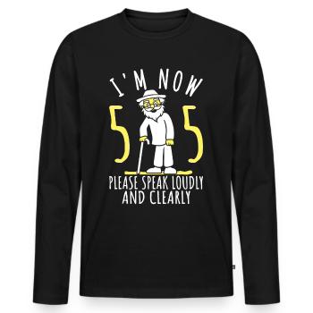 55e anniversaire 55e 55e J’ai maintenant 55 ans - T-shirt manches longues Premium bio Homme - noir - Devant - Nico (187cm)
