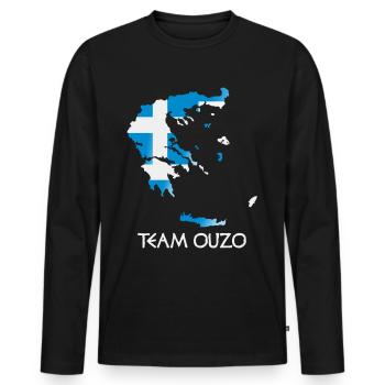 Team Ouzo Funny Greece Gifts - Men's Premium Organic Long Sleeve Shirt - black - Front - Nico (187cm)