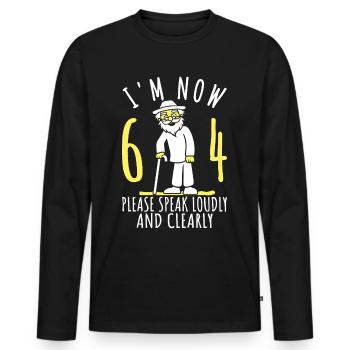 64e anniversaire 64e 64e J’ai maintenant 64 ans - T-shirt manches longues Premium bio Homme - noir - Devant - Nico (187cm)