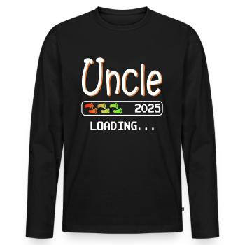 Werdender Onkel 2025 loading ich werde Onkel - Männer Premium Bio Langarmshirt - Schwarz - Vorne - Nico (187cm)