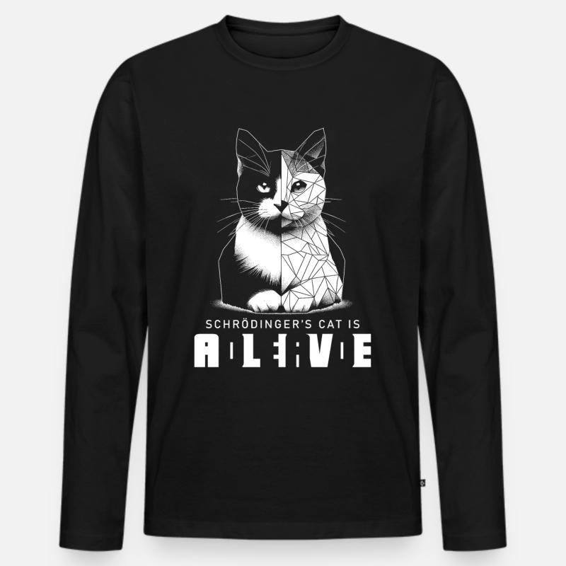 Schrödinger's Cat Dead Alive - Männer Premium Bio Langarmshirt - Schwarz
