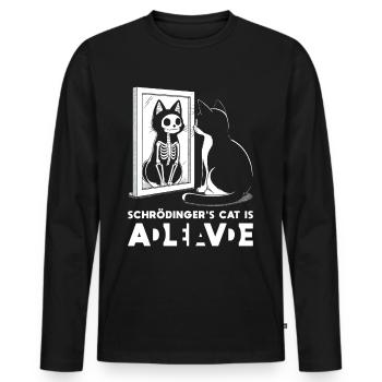 Schrödinger's Cat Alive Dead - Men's Premium Organic Long Sleeve Shirt - black - Front - Nico (187cm)
