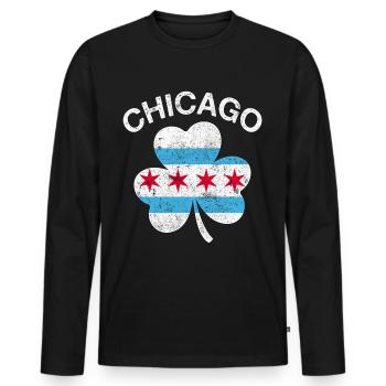 Trèfle de Chicago - T-shirt manches longues Premium bio Homme - noir - Devant - Nico (187cm)