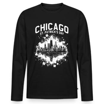 Fête de la Saint-Patrick à Chicago - T-shirt manches longues Premium bio Homme - noir - Devant - Nico (187cm)