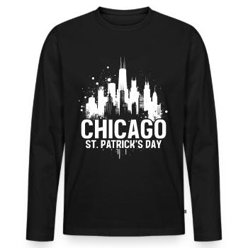 Fête de la Saint-Patrick à Chicago - T-shirt manches longues Premium bio Homme - noir - Devant - Nico (187cm)