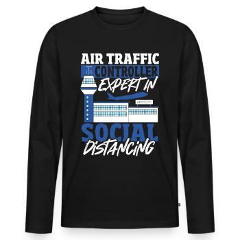 Radar Avion Aéroport Contrôleur De La Circulation Aérienne Uniforme - T-shirt manches longues Premium bio Homme - noir - Devant - Nico (187cm)