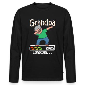 Grandpa-to-be 2025 loading future grandfather - Men's Premium Organic Long Sleeve Shirt - black - Front - Nico (187cm)