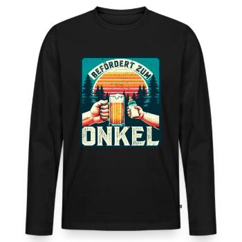 Werdender Onkel zukünftiger Befördert zum Onkel - Männer Premium Bio Langarmshirt - Schwarz - Vorne - Nico (187cm)