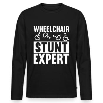 Personnes en fauteuil roulant Fauteuil roulant - T-shirt manches longues Premium bio Homme - noir - Devant - Nico (187cm)