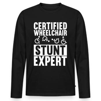 Personnes en fauteuil roulant Fauteuil roulant - T-shirt manches longues Premium bio Homme - noir - Devant - Nico (187cm)