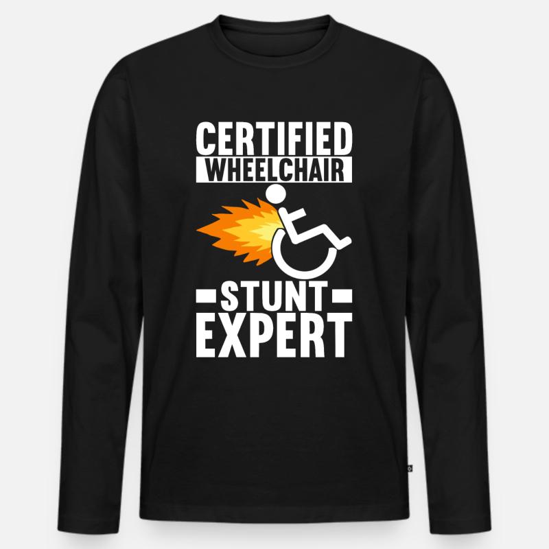 Rollstuhlfahrer Rollstuhl - Männer Premium Bio Langarmshirt - Schwarz