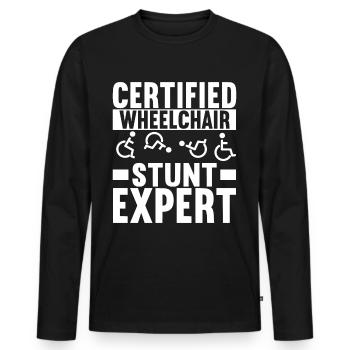 Personnes en fauteuil roulant Fauteuil roulant - T-shirt manches longues Premium bio Homme - noir - Devant - Nico (187cm)