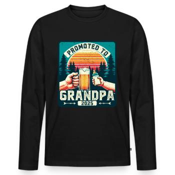 Grandpa-to-be 2025 loading future grandfather - Men's Premium Organic Long Sleeve Shirt - black - Front - Nico (187cm)