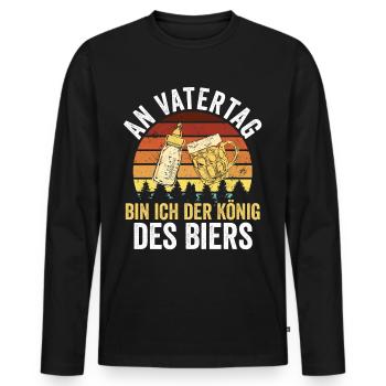 Papa Bière Père Fête des Pères - T-shirt manches longues Premium bio Homme - noir - Devant - Nico (187cm)