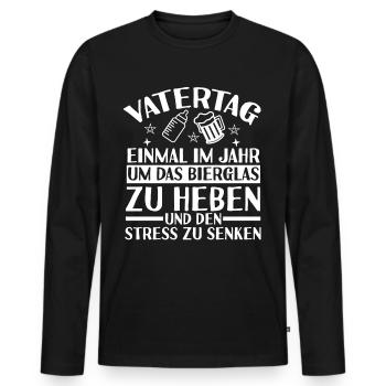 Papa Bier Vater Vatertag - Männer Premium Bio Langarmshirt - Schwarz - Vorne - Nico (187cm)