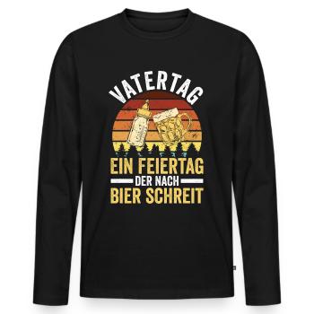 Papa Bière Père Fête des Pères - T-shirt manches longues Premium bio Homme - noir - Devant - Nico (187cm)