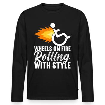 Personnes en fauteuil roulant Fauteuil roulant - T-shirt manches longues Premium bio Homme - noir - Devant - Nico (187cm)