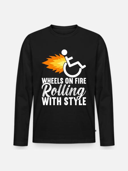 Rollstuhlfahrer Rollstuhl - Männer Premium Bio Langarmshirt - Schwarz