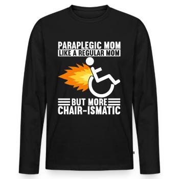 Personnes en fauteuil roulant Fauteuil roulant - T-shirt manches longues Premium bio Homme - noir - Devant - Nico (187cm)