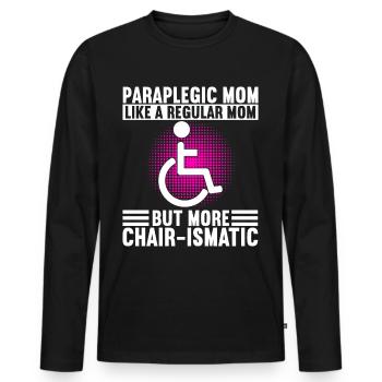 Personnes en fauteuil roulant Fauteuil roulant - T-shirt manches longues Premium bio Homme - noir - Devant - Nico (187cm)