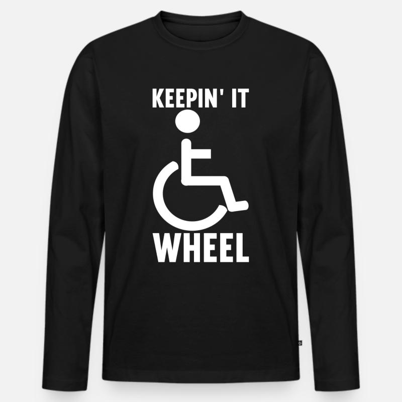 Rollstuhlfahrer Rollstuhl - Männer Premium Bio Langarmshirt - Schwarz