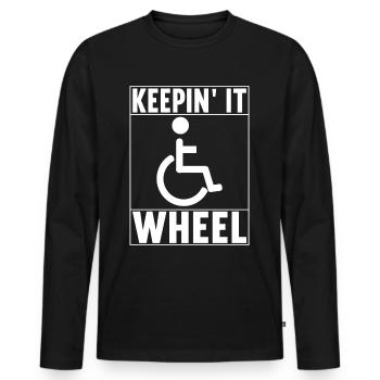 Personnes en fauteuil roulant Fauteuil roulant - T-shirt manches longues Premium bio Homme - noir - Devant - Nico (187cm)