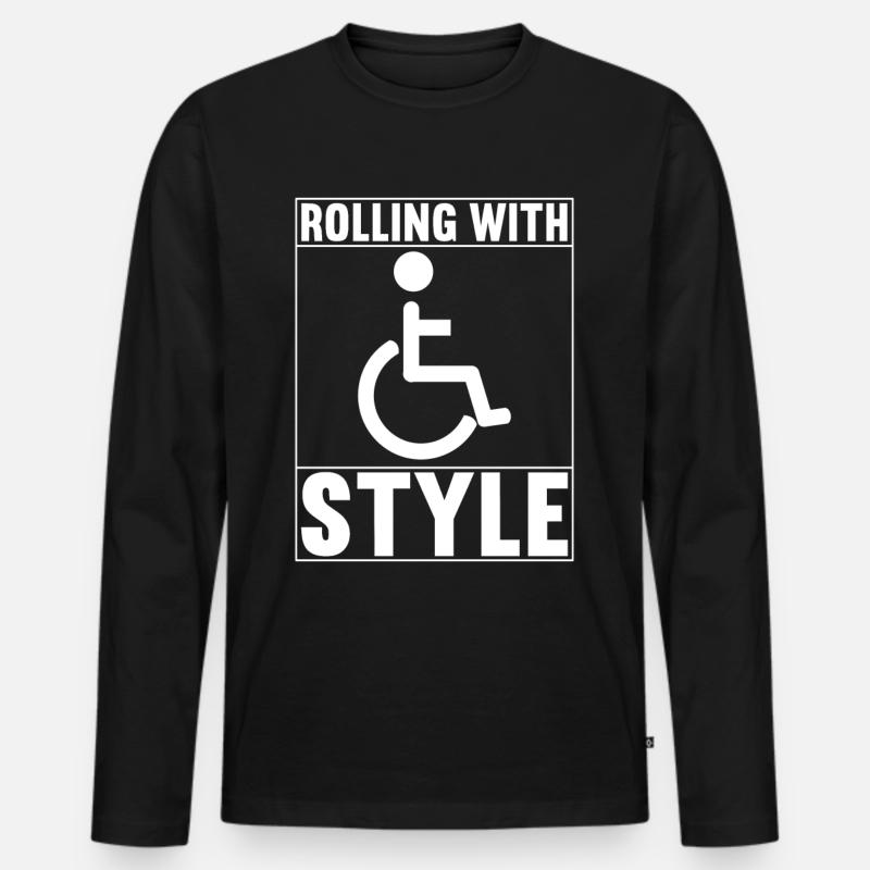 Rollstuhlfahrer Rollstuhl - Männer Premium Bio Langarmshirt - Schwarz