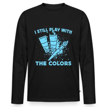 Artist Painter Graphic Play With The Colors Gift - Men's Premium Organic Long Sleeve Shirt - black - Front - Nico (187cm)