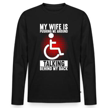 Personnes en fauteuil roulant Fauteuil roulant - T-shirt manches longues Premium bio Homme - noir - Devant - Nico (187cm)