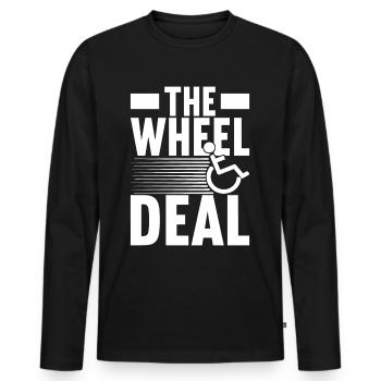 Personnes en fauteuil roulant Fauteuil roulant - T-shirt manches longues Premium bio Homme - noir - Devant - Nico (187cm)