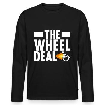 Personnes en fauteuil roulant Fauteuil roulant - T-shirt manches longues Premium bio Homme - noir - Devant - Nico (187cm)