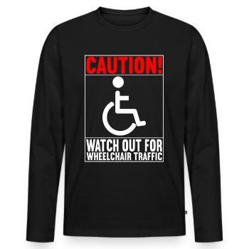 Personnes en fauteuil roulant Fauteuil roulant - T-shirt manches longues Premium bio Homme - noir - Devant - Nico (187cm)