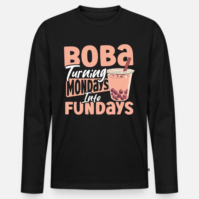 Chai Tee Schwarzer Tee Eistee Boba Tee - Männer Premium Bio Langarmshirt - Schwarz