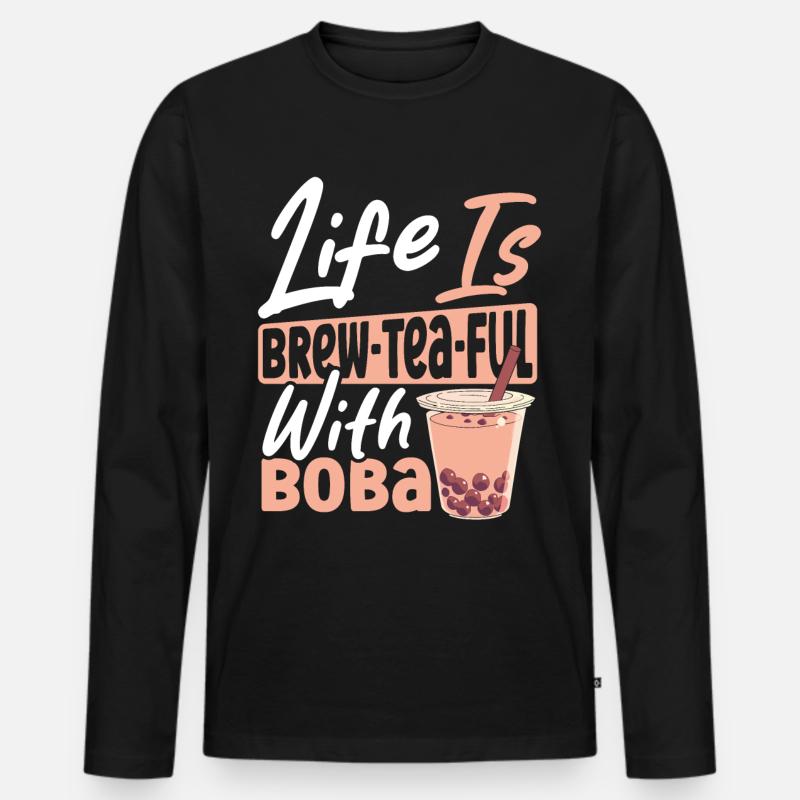 Chai Tee Tee-Latte Tapioka-Perlen - Männer Premium Bio Langarmshirt - Schwarz