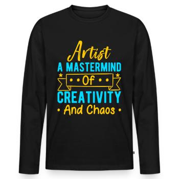 Funny Art Painter Artist Creativity And Chaos - Männer Premium Bio Langarmshirt - Schwarz - Vorne - Nico (187cm)