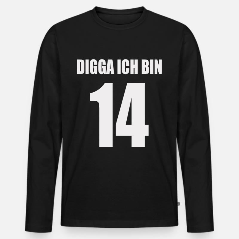 Digga ich bin 14 - Männer Premium Bio Langarmshirt - Schwarz