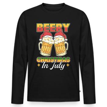 Christmas in July Hawaiian Funny Summer Xmas - Men's Premium Organic Long Sleeve Shirt - black - Front - Nico (187cm)