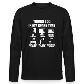 Ce que je fais pendant mon temps libre : Escalade - T-shirt manches longues Premium bio Homme - noir - Devant - Nico (187cm)