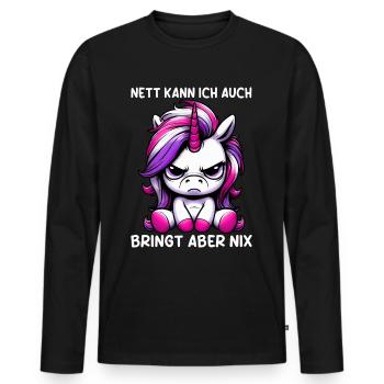 Sympa je peux aussi apporter mais rien n’apporte - T-shirt manches longues Premium bio Homme - noir - Devant - Nico (187cm)