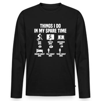 Dinge die ich in meiner Freizeit mache BMX - Männer Premium Bio Langarmshirt - Schwarz - Vorne - Nico (187cm)