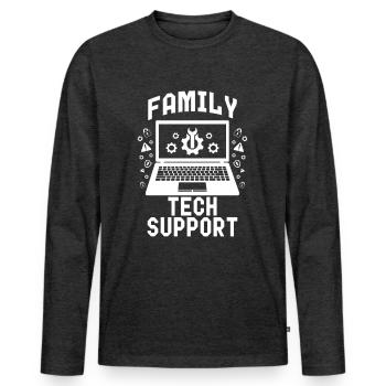 Family Tech Support - Men's Premium Organic Long Sleeve Shirt - heather anthracite - Front - Nico (187cm)