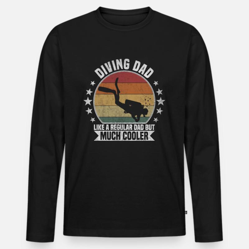 Diving Dad Taucher - Männer Premium Bio Langarmshirt - Schwarz