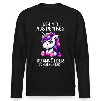 Get out of my way, you unnecessary social contact - Men's Premium Organic Long Sleeve Shirt - black - Front - Nico (187cm)
